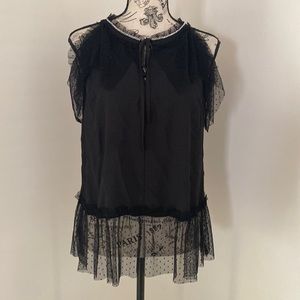 Libby Edelman Women's Black Off Shoulder Lace Top, Size XS